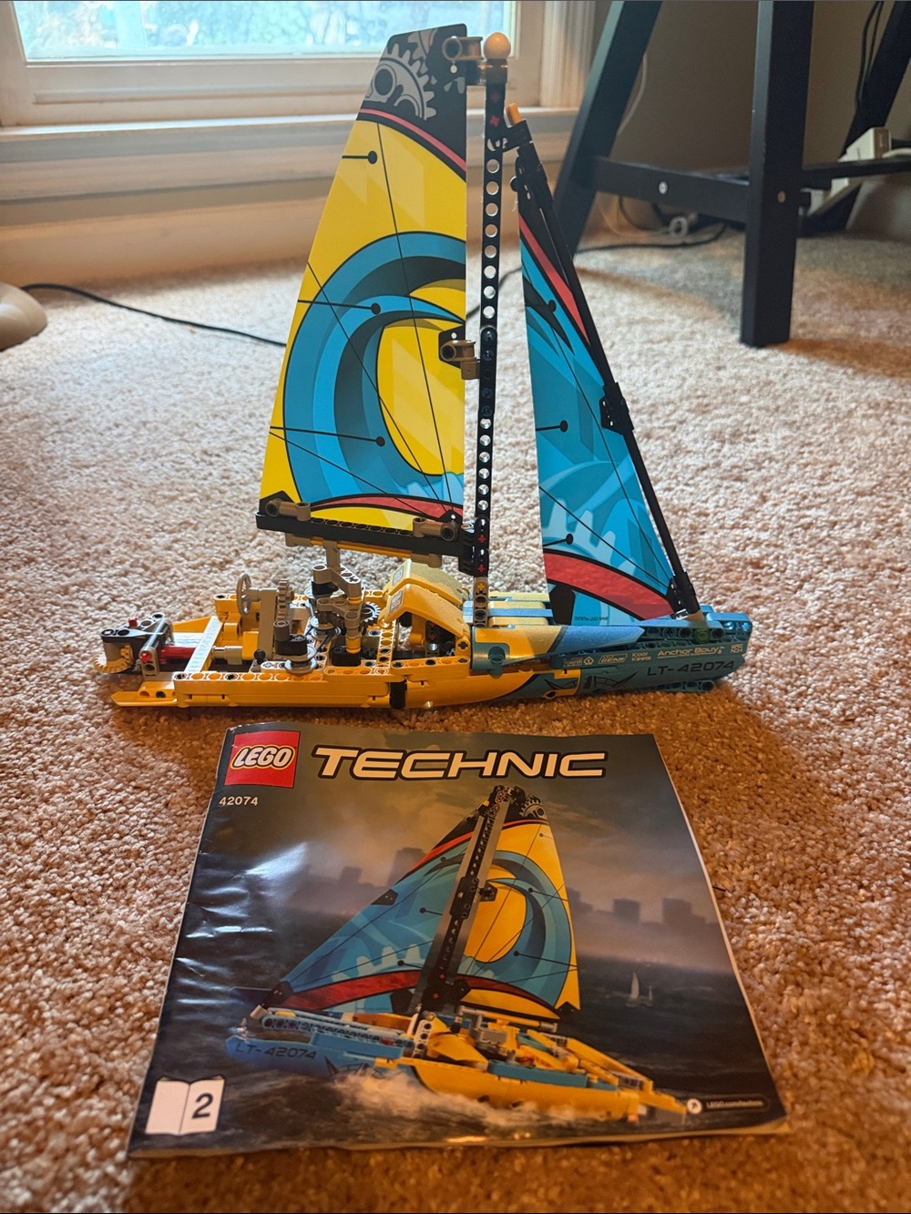 Lego Technic Yellow and Blue Racing Sailboat